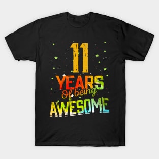 11th Anniversary Gift Vintage Retro 11 Years Of Being Awesome Gifts Funny 11 Years Birthday Men Women T-Shirt